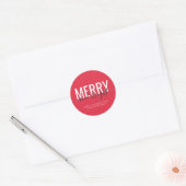 Vrolijk en helder kerstfeest rood ronde sticker (Envelop)