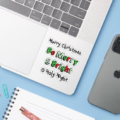 Vrolijk en helder kerstfeest sticker (Laptop met iPhone)