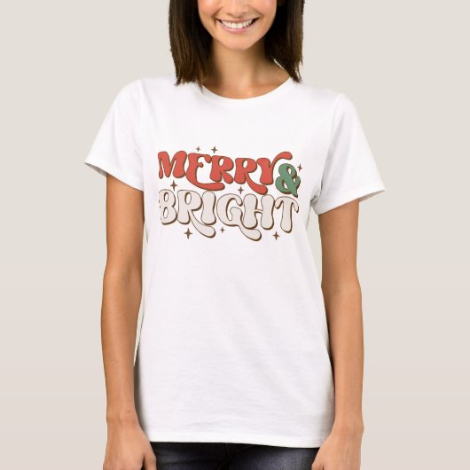 Vrolijk en helder kerstfeest t-shirt (Voorkant)