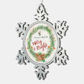 Vrolijk en helder kerstfeest tin sneeuwvlok ornament (Rechts)