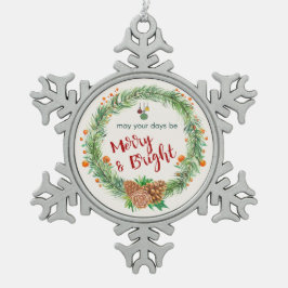 Vrolijk en helder kerstfeest tin sneeuwvlok ornament