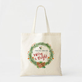 Vrolijk en helder kerstfeest tote bag