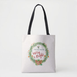 Vrolijk en helder kerstfeest tote bag