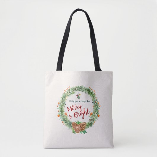 Vrolijk en helder kerstfeest tote bag (Voorkant)