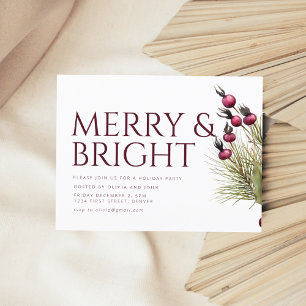 Vrolijk en helder kerstfeest uitnodigen briefkaart