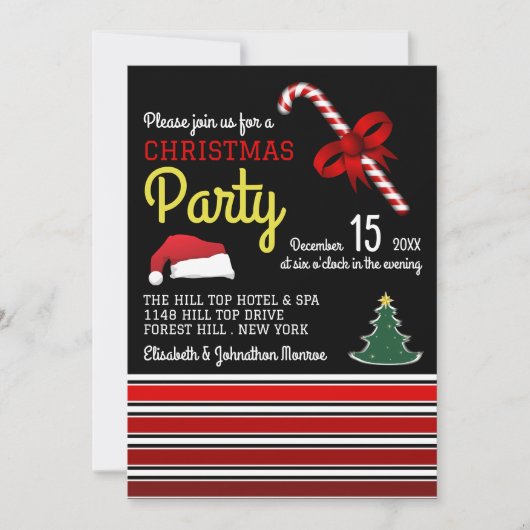 Vrolijk en helder, Kerstfeest uitnodiging (Voorkant)