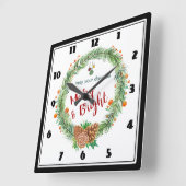 Vrolijk en helder kerstfeest vierkante klok (Hoek)