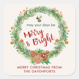 Vrolijk en helder kerstfeest vierkante sticker