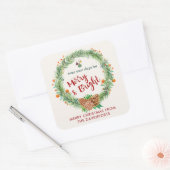 Vrolijk en helder kerstfeest vierkante sticker (Envelop)