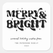Vrolijk en helder kerstfeest vierkante sticker (Voorkant)