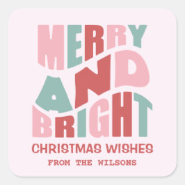 Vrolijk en helder kerstfeest vierkante sticker