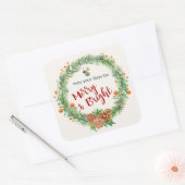 Vrolijk en helder kerstfeest vierkante sticker (Envelop)