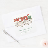 Vrolijk en helder kerstfeest vierkante sticker (Envelop)