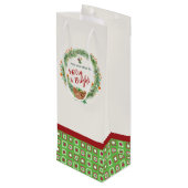 Vrolijk en helder kerstfeest wijn cadeautas (Achterkant Gekanteld)