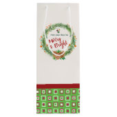 Vrolijk en helder kerstfeest wijn cadeautas (Achterkant)