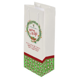 Vrolijk en helder kerstfeest wijn cadeautas