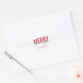 Vrolijk en helder kerstfeest wit ronde sticker (Envelop)