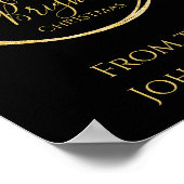 Vrolijk en helder kerstfeest zwart goud poster (Hoek)