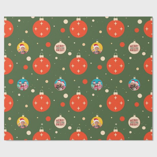 Vrolijk en helder kerstfoto cadeaupapier (Vlak)