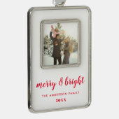 Vrolijk en helder kerstfoto verzilverd omlijst ornament (Rechts)
