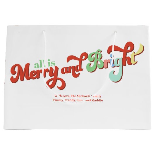 Vrolijk en helder kerstgebruik groot cadeauzakje (Voorkant)