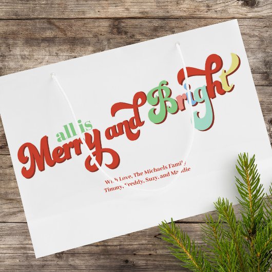 Vrolijk en helder kerstgebruik groot cadeauzakje