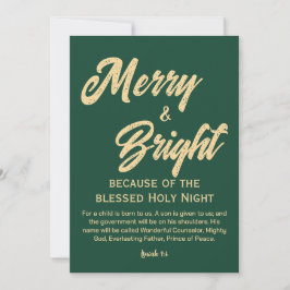Vrolijk en helder kerstgoud beige script groen feestdagenkaart