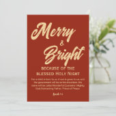 Vrolijk en helder kerstgoud beige script rood feestdagenkaart (Staand voorkant)