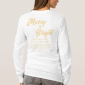 Vrolijk en helder kerstgoud Beige Script T-shirt (Achterkant)