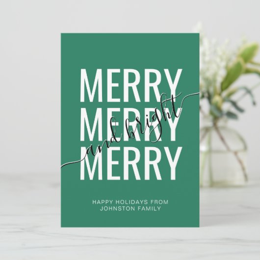 Vrolijk en helder kerstgroen gevarieerd feest feestdagenkaart (Staand voorkant)