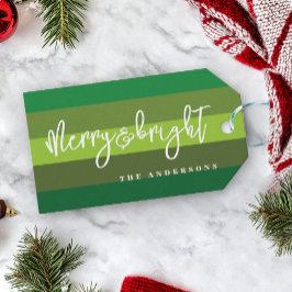 Vrolijk en helder Kerstgroen Strepen Gift Labels Cadeaulabel
