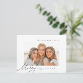 Vrolijk en helder, kerstgroet, familiefoto briefkaart (Staand voorkant)