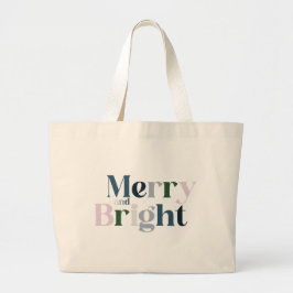 Vrolijk en helder kerstinkopen grote tote bag