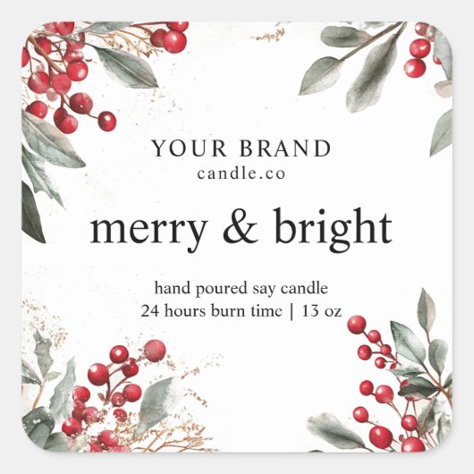 Vrolijk en helder kerstkaars Sticker (Voorkant)