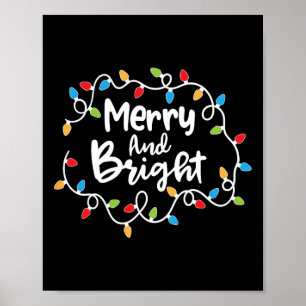 Vrolijk en helder kerstkerstverlichting Pajam Poster