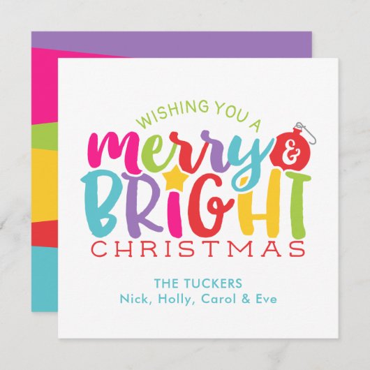 Vrolijk en helder kerstkleurig geluid feestdagenkaart (Voorkant / Achterkant)