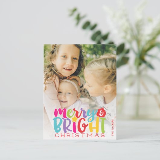 Vrolijk en helder kerstkleurig geluid feestdagenkaart (Staand voorkant)