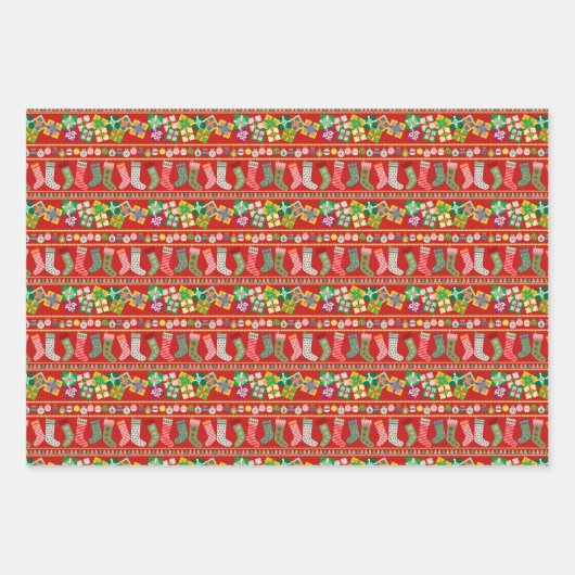 Vrolijk en helder kerstkousen Bomen Cadeaus Inpakpapier Vel (Voorkant 3)