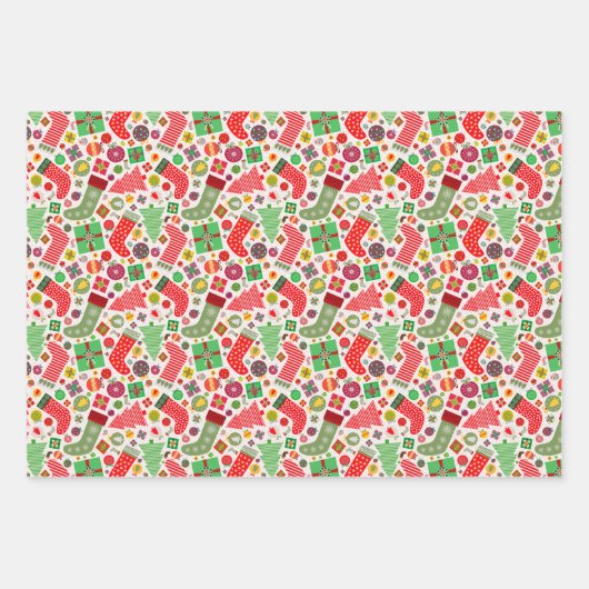 Vrolijk en helder kerstkousen Bomen Cadeaus Inpakpapier Vel (Voorkant 2)