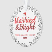 Vrolijk en helder kerstkrans Familiefoto Ornament (voorkant)