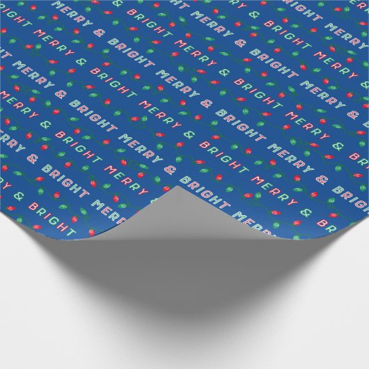 Vrolijk en helder kerstlicht cadeaupapier (Hoek)