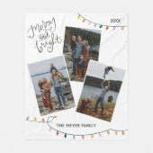 Vrolijk en helder kerstlicht drie foto's fleece deken (Voorkant)