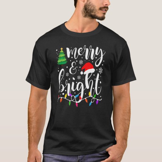 Vrolijk en helder kerstlicht familie Christma T-shirt (Voorkant)