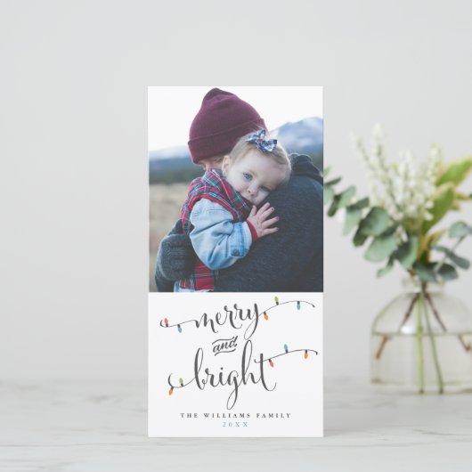 Vrolijk en helder kerstlicht feestdagenkaart (Staand voorkant)