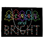 Vrolijk en helder kerstlicht groot cadeauzakje (Achterkant)