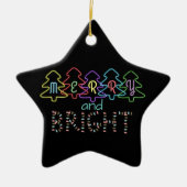 Vrolijk en helder kerstlicht keramisch ornament (Voorkant)