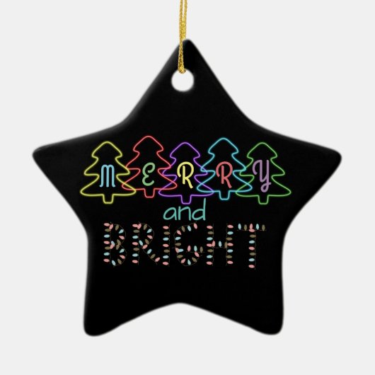 Vrolijk en helder kerstlicht keramisch ornament (Voorkant)