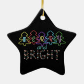 Vrolijk en helder kerstlicht keramisch ornament (Achterkant)