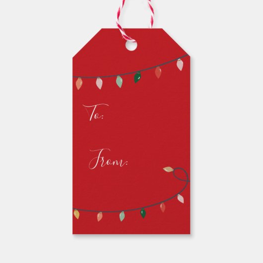 Vrolijk en helder kerstlicht | Red Cadeaulabel (Achterkant)