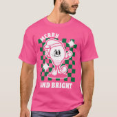 Vrolijk en helder kerstlicht Roze Vrouwen T-shirt (Voorkant)